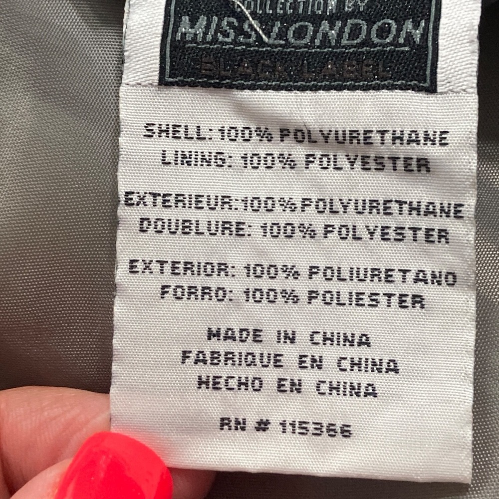 Miss London Black Label Womens Moto Jacket 2X Gray Vegan Leather Biker Y2K - Picture 12 of 16